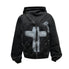 Vintage Hand-Painted Cross Zip-Up Jacket