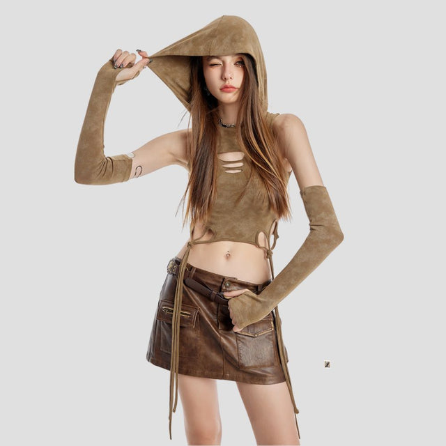 EROSION HOODED VEST W/ SLEEVES KHK