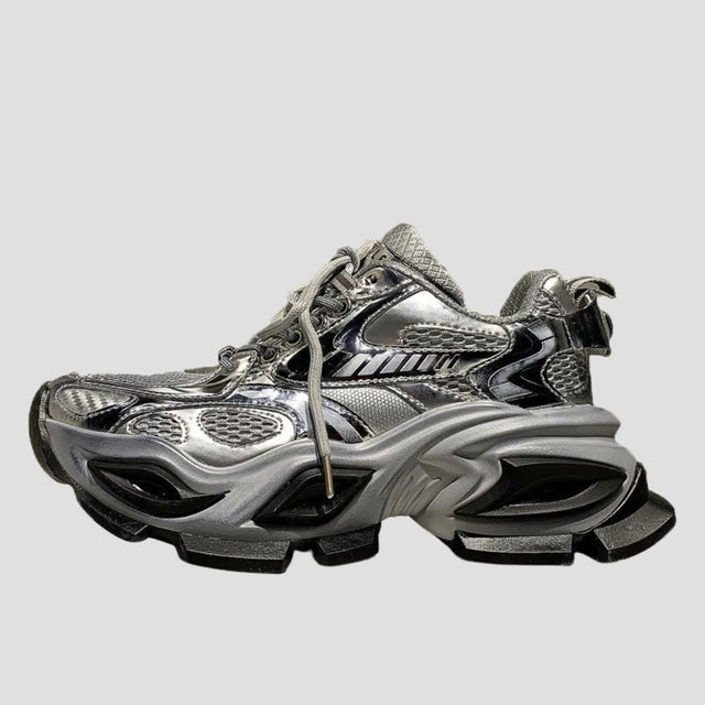 DISTRESSED PU CHUNKY SNEAKER BLK