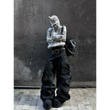 VOID KNIT ZIP-UP: BLACK