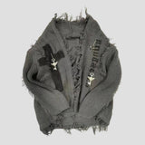 DECONSTRUCTED CROSS KNIT CARDIGAN