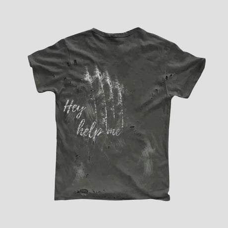 WASHED DISTRESSED TEE ASH GREY