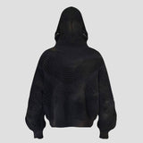 VOID KNIT ZIP-UP: BLACK