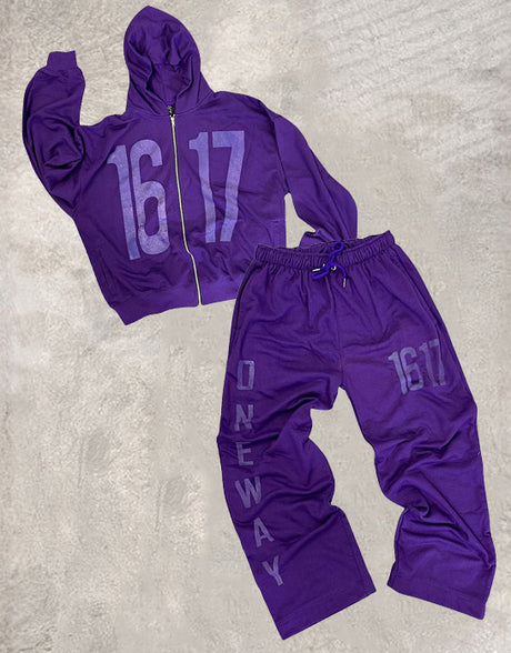 Numeric Print Streetwear Hoodie Set