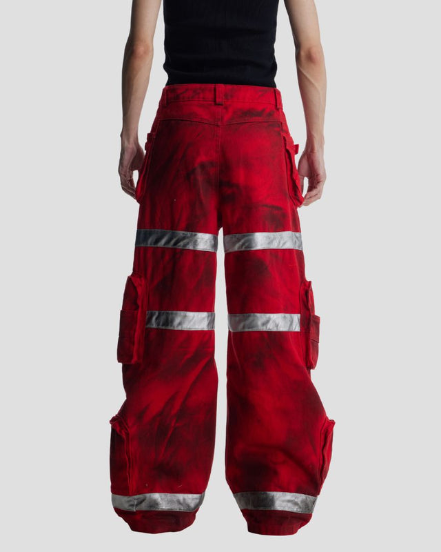 100% COTTON CARGO PANT BLK/RED