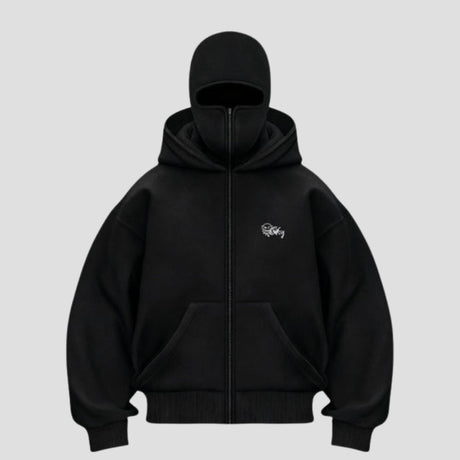 DOUBLE MASK HOODIE: CHARCOAL