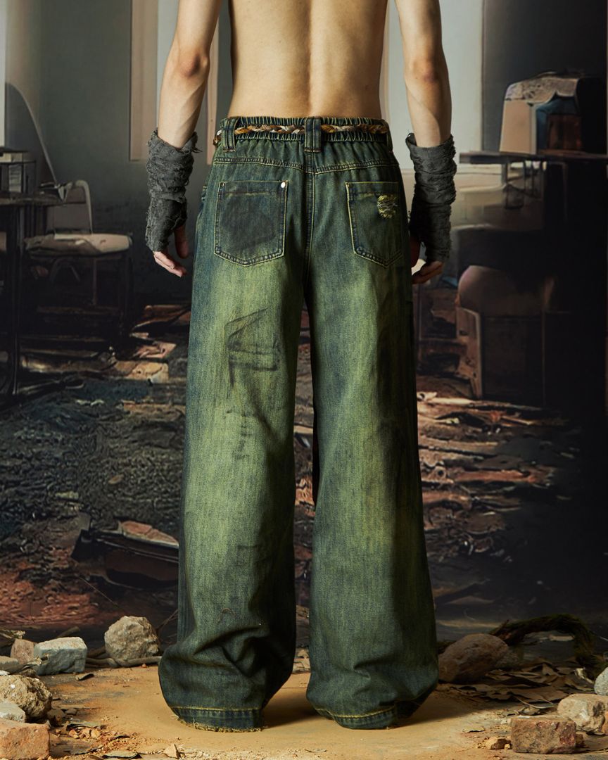PATCHWORK WASTELAND DENIM OLV | NONE UNIT – None Unit