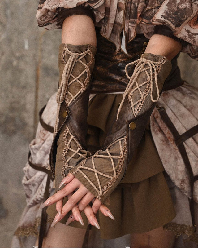 PU LACED STEAMPUNK ARM-GUARDS