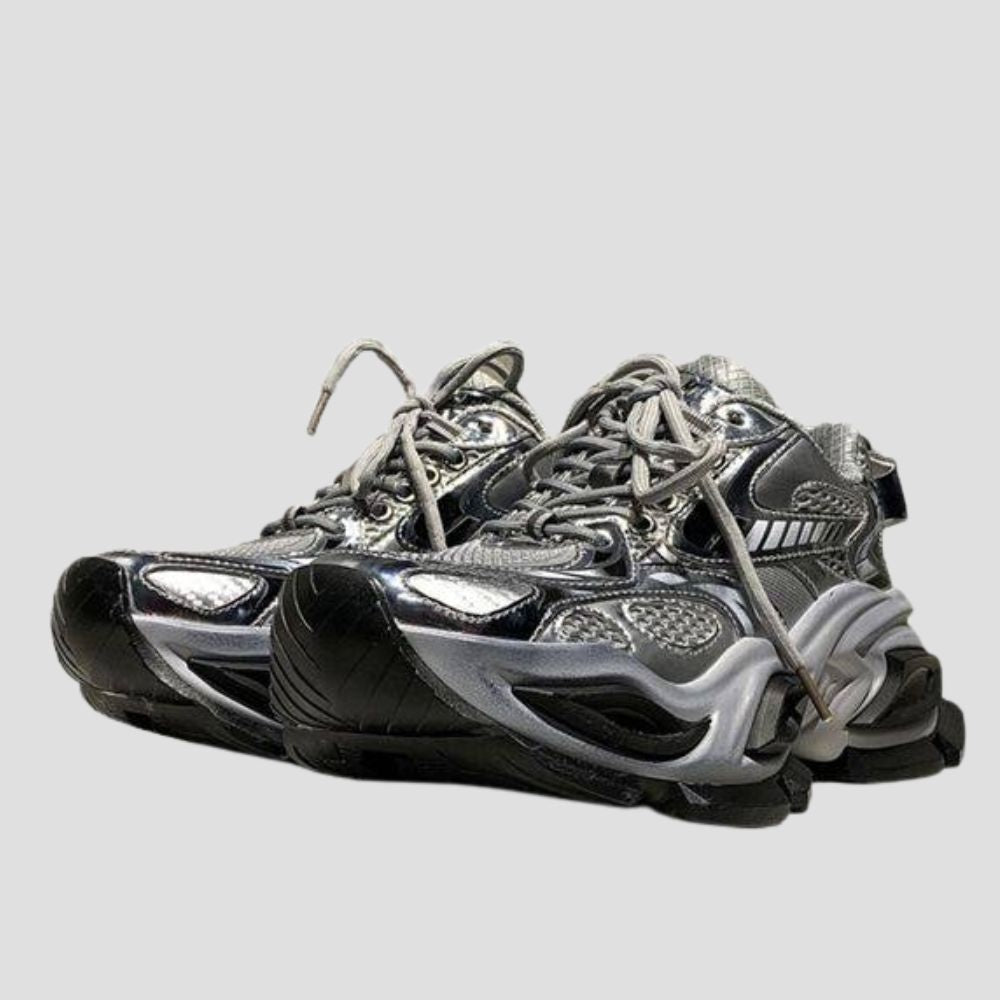 DISTRESSED PU CHUNKY SNEAKER BLK