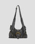 RIVETED BIKER HOBO BAG BLK