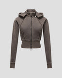 DISTRESSED FLEECE ZIP-HOODIE CHARCOAL