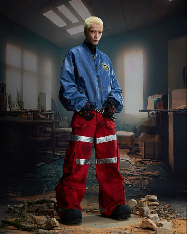 100% COTTON CARGO PANT BLK/RED