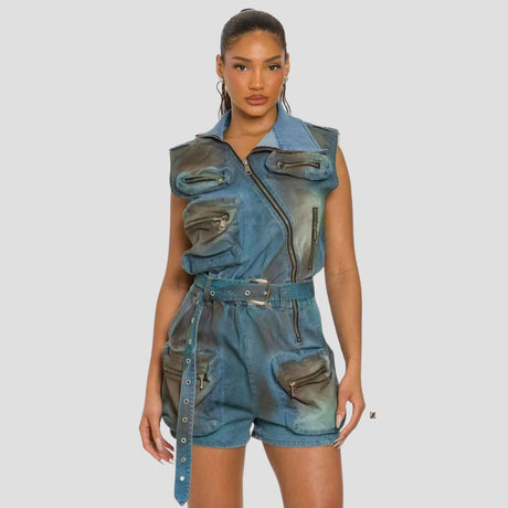 ASYMMETRIC MUD-WASH CARGO ROMPER
