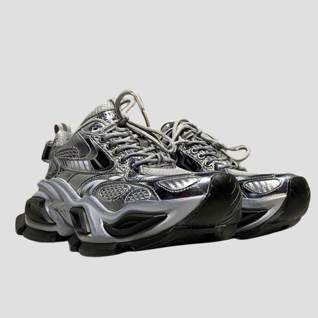 DISTRESSED PU CHUNKY SNEAKER BLK