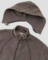 DISTRESSED FLEECE ZIP-HOODIE CHARCOAL