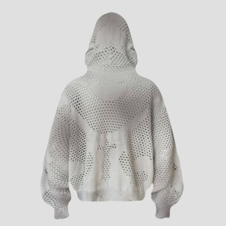 VOID KNIT ZIP-UP: BLACK