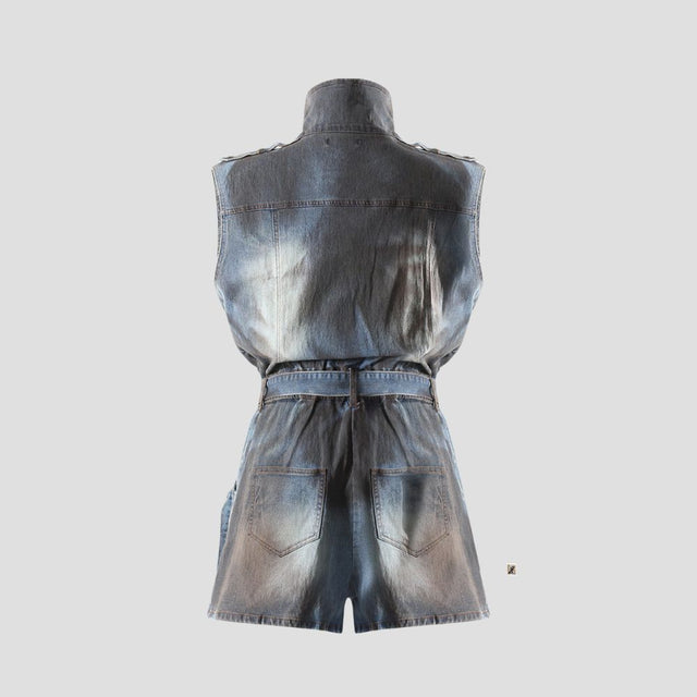 ASYMMETRIC MUD-WASH CARGO ROMPER