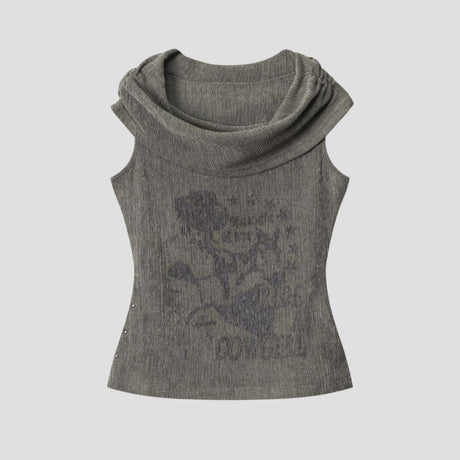 OFF-SHOULDER DISTRESSED CROP BLK