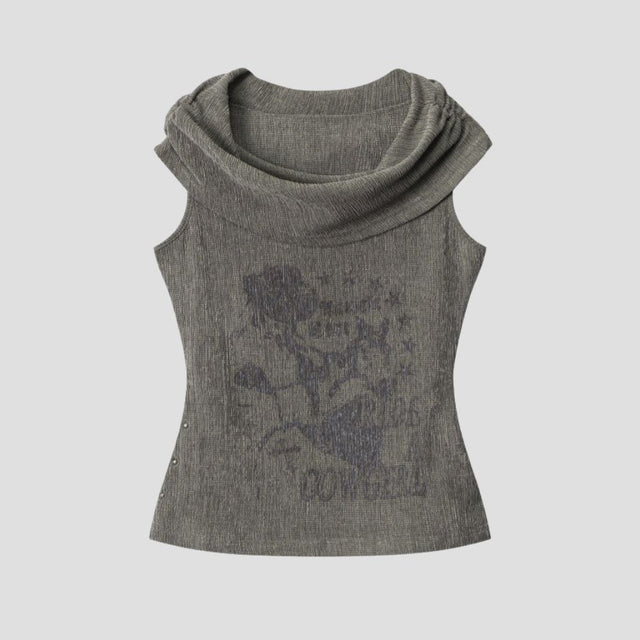 OFF-SHOULDER DISTRESSED CROP BLK