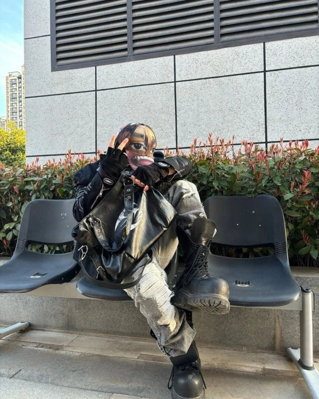 Hand-Studded Multi-Way Shoulder Bag