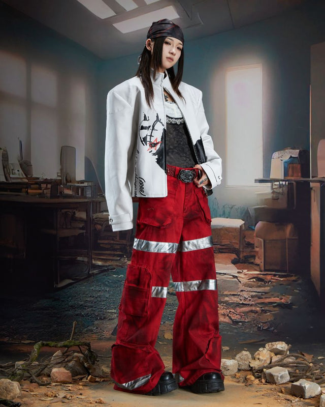 100% COTTON CARGO PANT BLK/RED