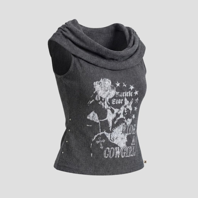 OFF-SHOULDER DISTRESSED CROP BLK