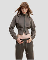 DISTRESSED FLEECE ZIP-HOODIE CHARCOAL