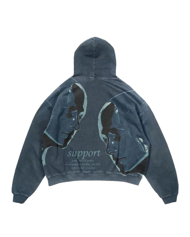 Support Graphic Denim Hoodie