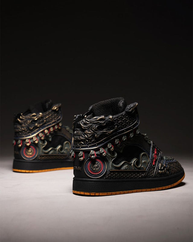 Wukong-Armor High-Top Sneakers – Black & Gold