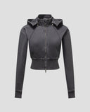 DISTRESSED FLEECE ZIP-HOODIE CHARCOAL