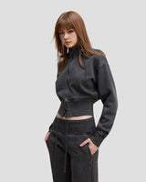 DISTRESSED FLEECE ZIP-HOODIE CHARCOAL
