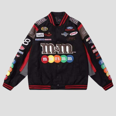 Color-block hip-hop jacket with oversized fit