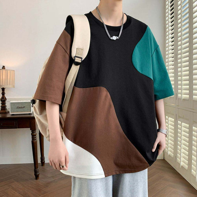 Motorcycle-style baseball jacket with oversized fit