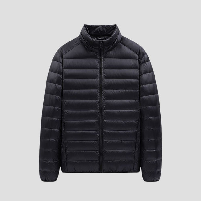 Close-up of the detachable adjustable hood, offering extra protection from the cold