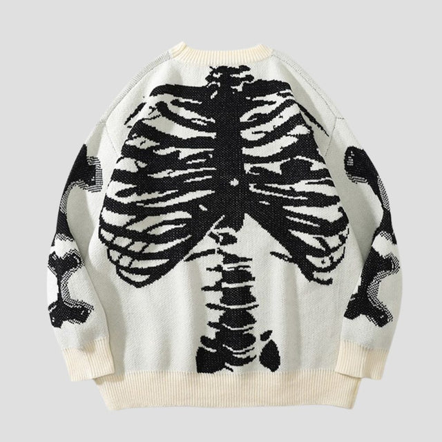 Skull Crew Neck Long Sleeve Sweater