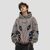 None Unit Abyss Eye Embroidered Hoodie in gray male model front view