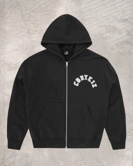 Street Hip-Hop Embroidered Letter Zip-Up Hoodie