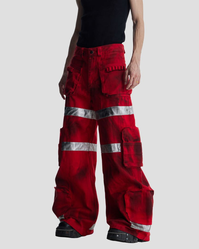 100% COTTON CARGO PANT BLK/RED