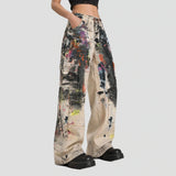 None Unit Graffiti Wash Wide-Leg Jeans in graffiti wash model back detail view
