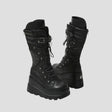 None Unit Heavy-Duty Punk Platform Biker Boots in black product front view