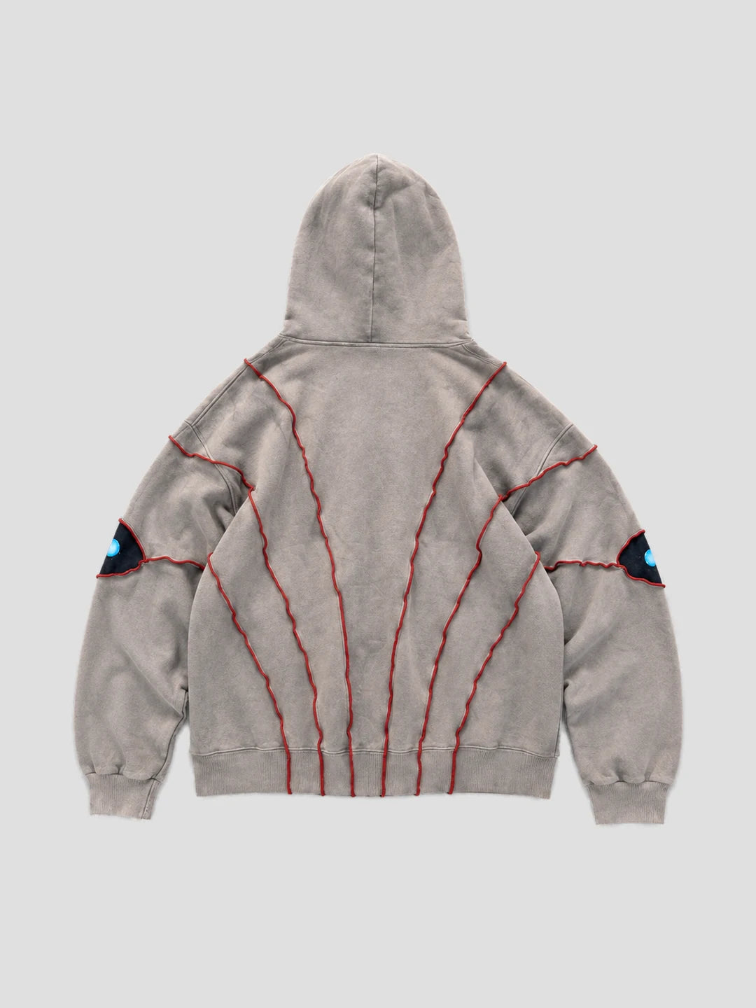 None Unit Abyss Eye Embroidered Hoodie in gray product back view
