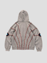 None Unit Abyss Eye Embroidered Hoodie in gray product back view