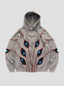 None Unit Abyss Eye Embroidered Hoodie in gray product front view