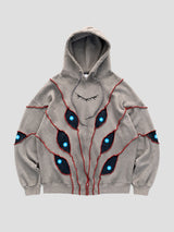 None Unit Abyss Eye Embroidered Hoodie in gray product front view