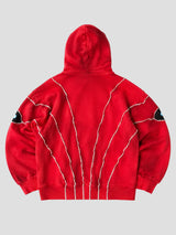 None Unit Abyss Eye Embroidered Hoodie in red product back view
