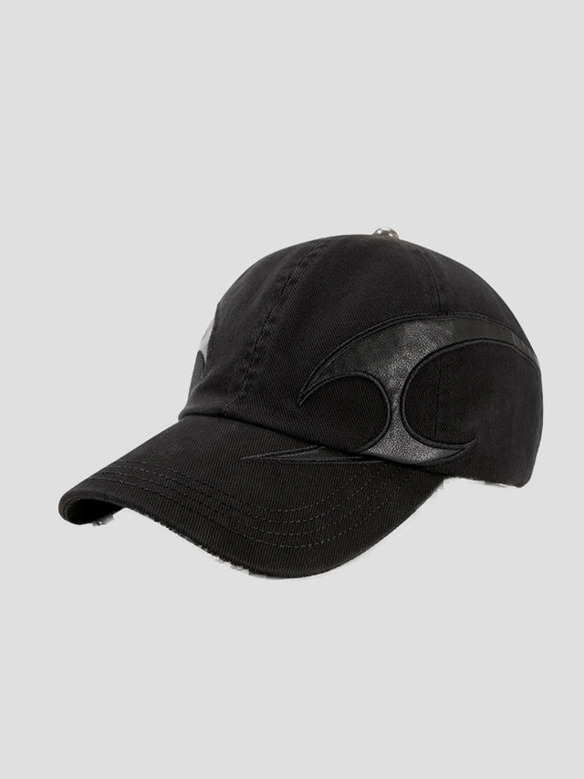 None Unit Arc Panel Washed Baseball Cap in black product angle view
