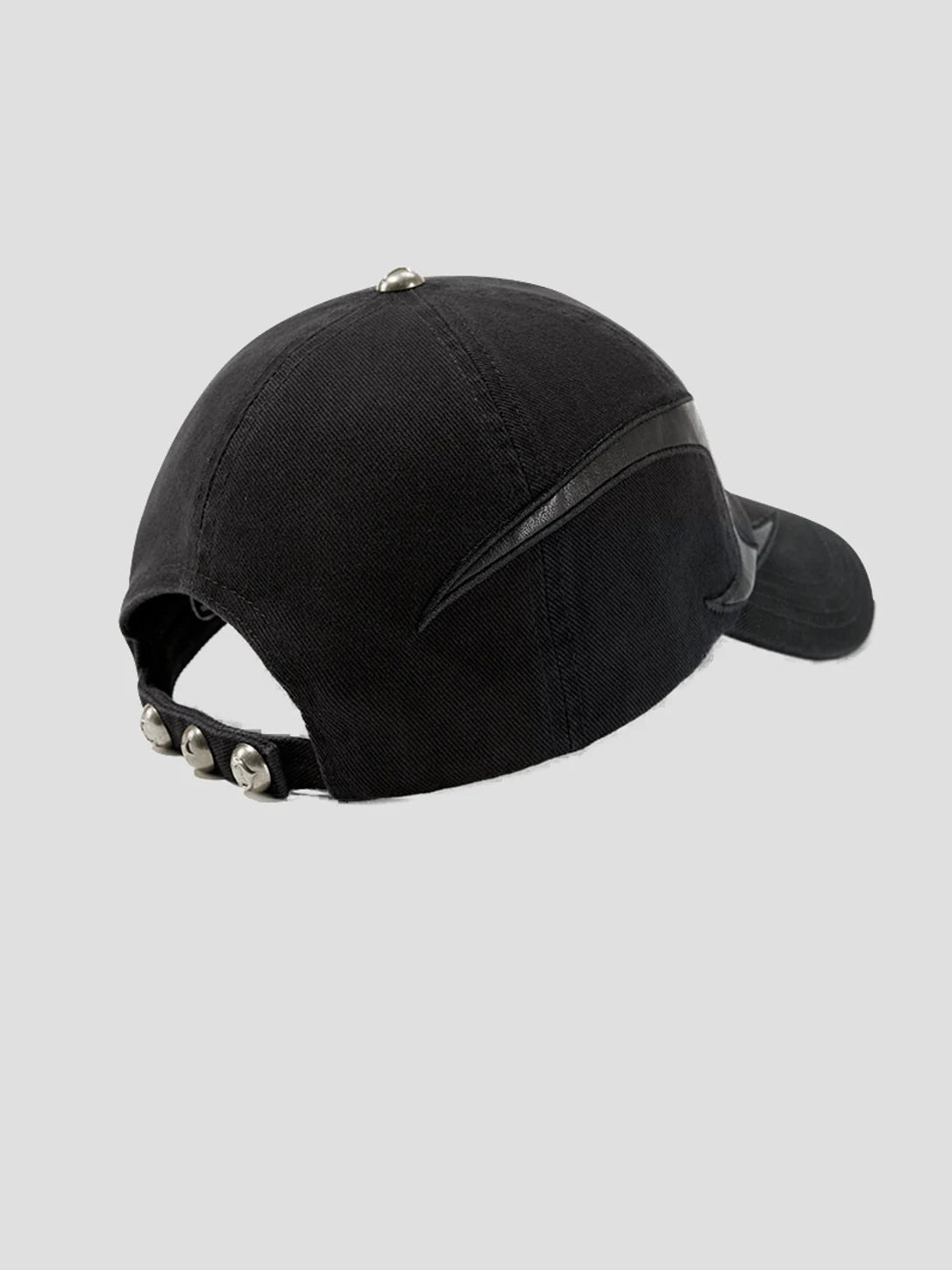 None Unit Arc Panel Washed Baseball Cap in black product back view