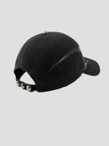 None Unit Arc Panel Washed Baseball Cap in black product back view