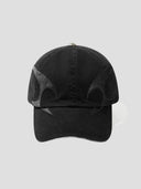 None Unit Arc Panel Washed Baseball Cap in black product front view