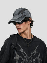 None Unit Arc Panel Washed Baseball Cap in gray male model front view